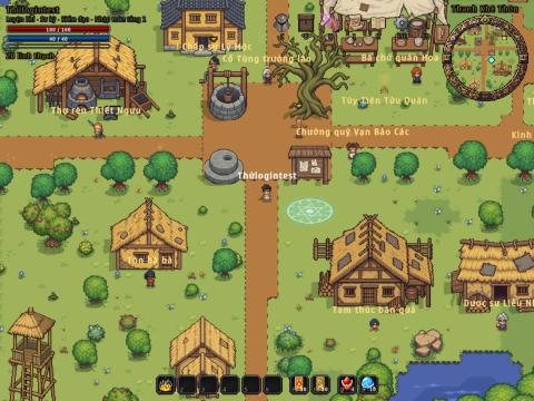 Thanh Khê Thôn trong game, có HUD và thanh chiêu